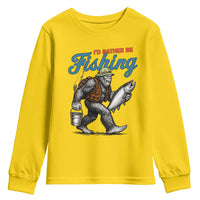 Id Rather Be Fishing Youth Sweatshirt Funny Bigfoot Fishing - Wonder Print Shop