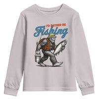 Id Rather Be Fishing Youth Sweatshirt Funny Bigfoot Fishing - Wonder Print Shop