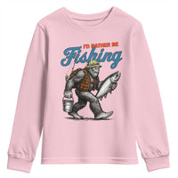 Id Rather Be Fishing Youth Sweatshirt Funny Bigfoot Fishing - Wonder Print Shop