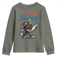 Id Rather Be Fishing Youth Sweatshirt Funny Bigfoot Fishing - Wonder Print Shop