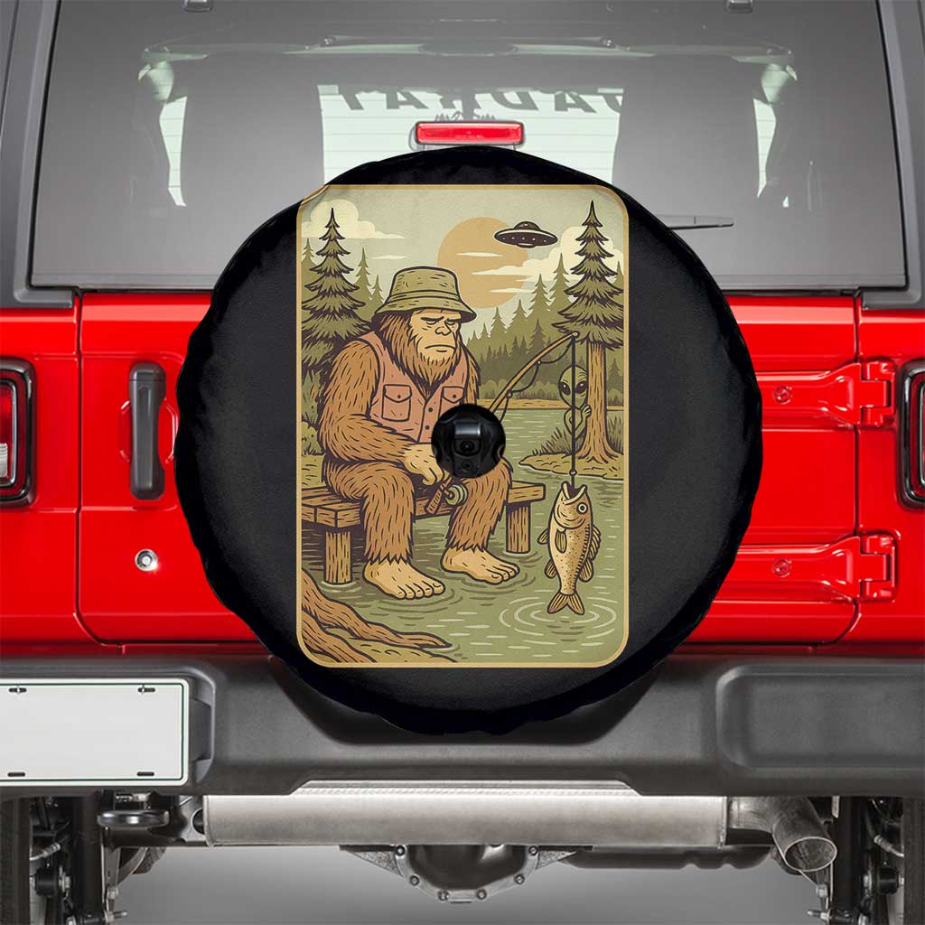 Funny Bigfoot Alien Spare Tire Cover Fishing Lover Gift - Wonder Print Shop