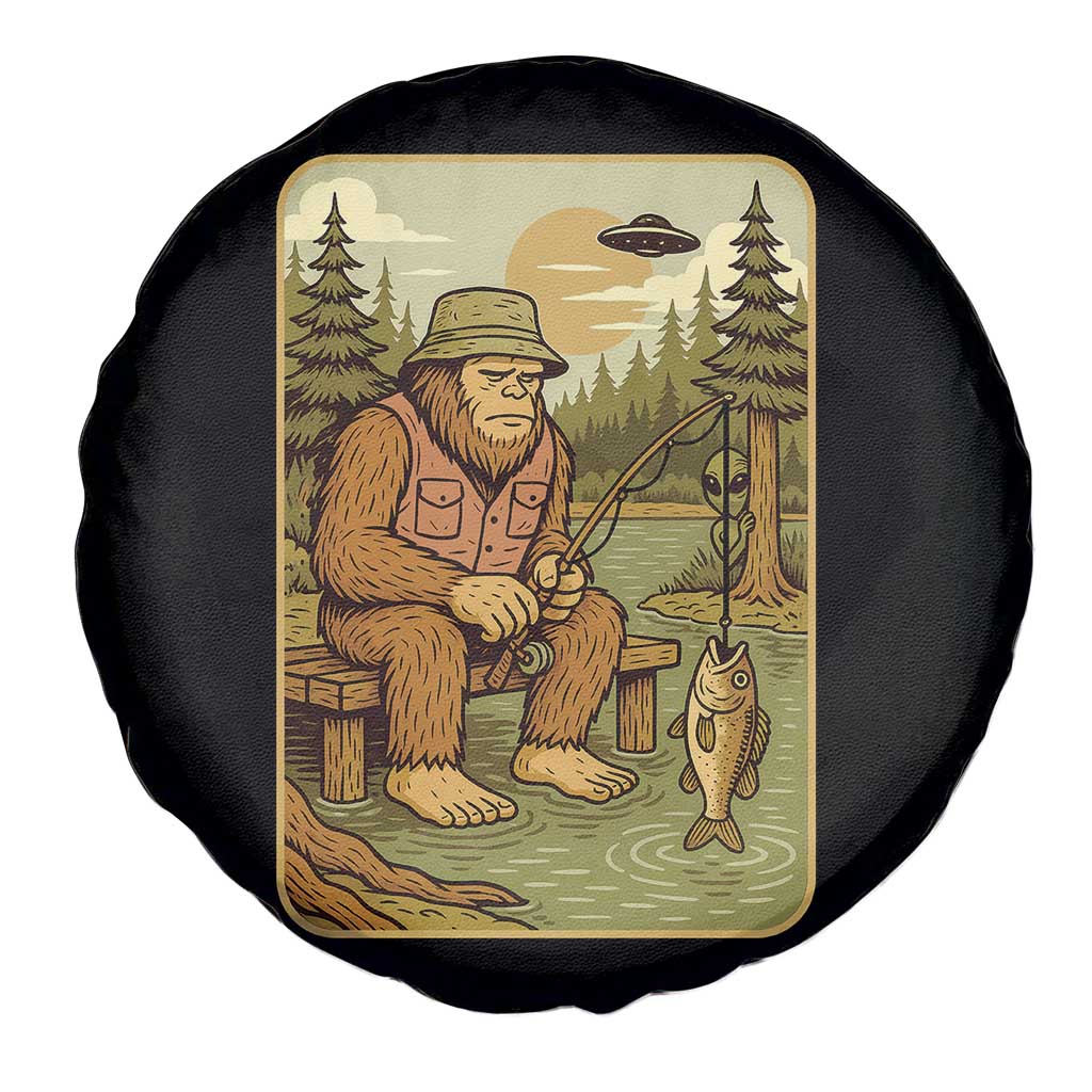 Funny Bigfoot Alien Spare Tire Cover Fishing Lover Gift - Wonder Print Shop