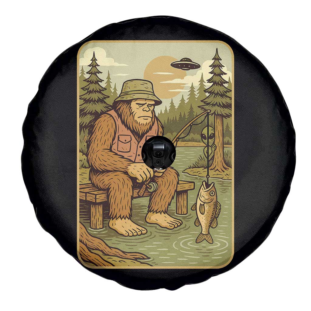 Funny Bigfoot Alien Spare Tire Cover Fishing Lover Gift - Wonder Print Shop