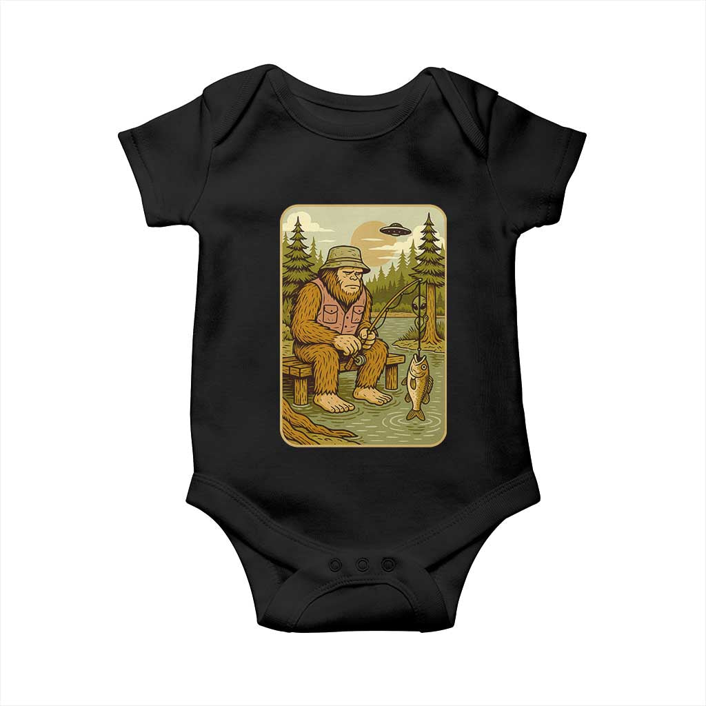 Funny Bigfoot Alien Baby Onesie Fishing Lover Gift - Wonder Print Shop