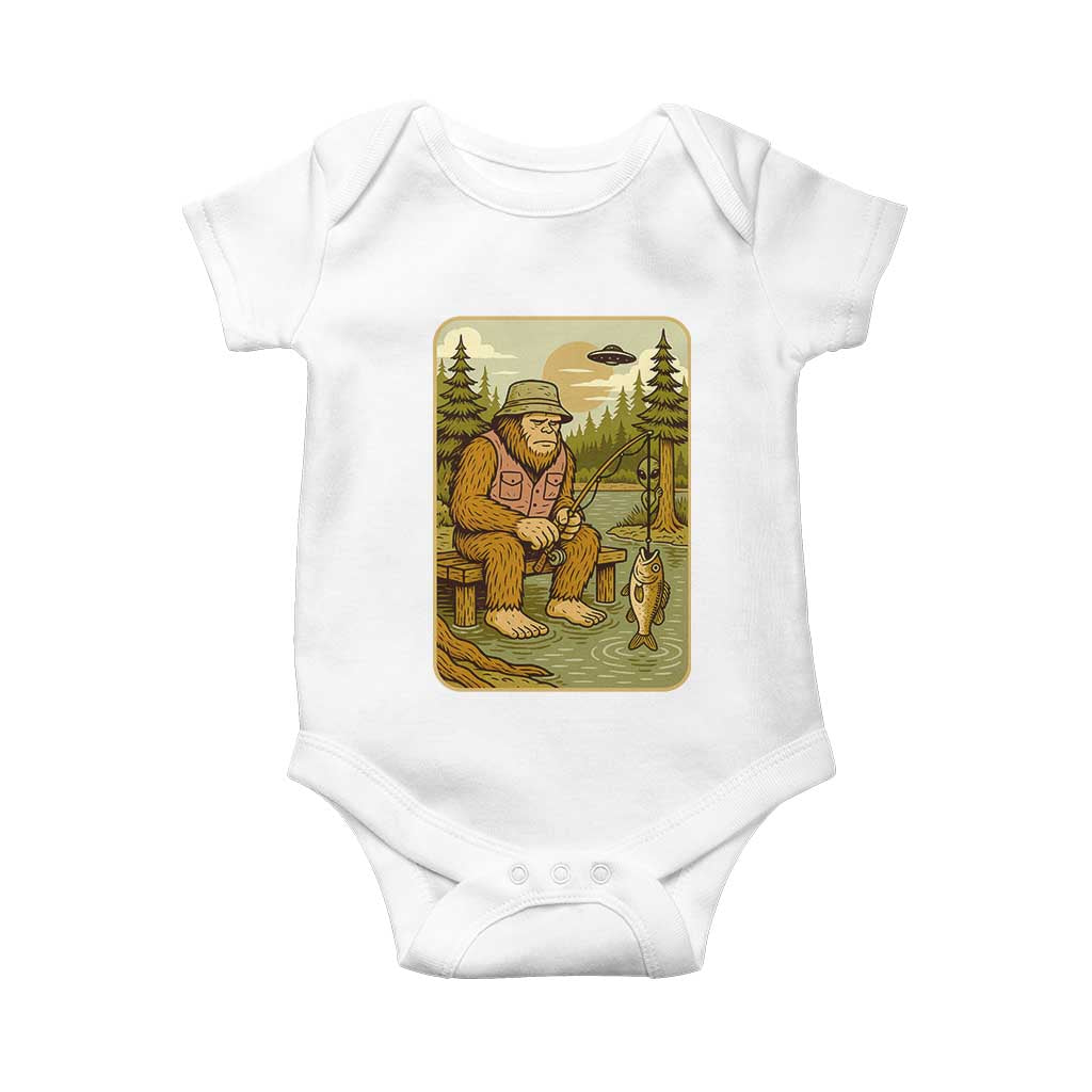 Funny Bigfoot Alien Baby Onesie Fishing Lover Gift - Wonder Print Shop