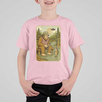 Funny Bigfoot Alien T Shirt For Kid Fishing Lover Gift - Wonder Print Shop