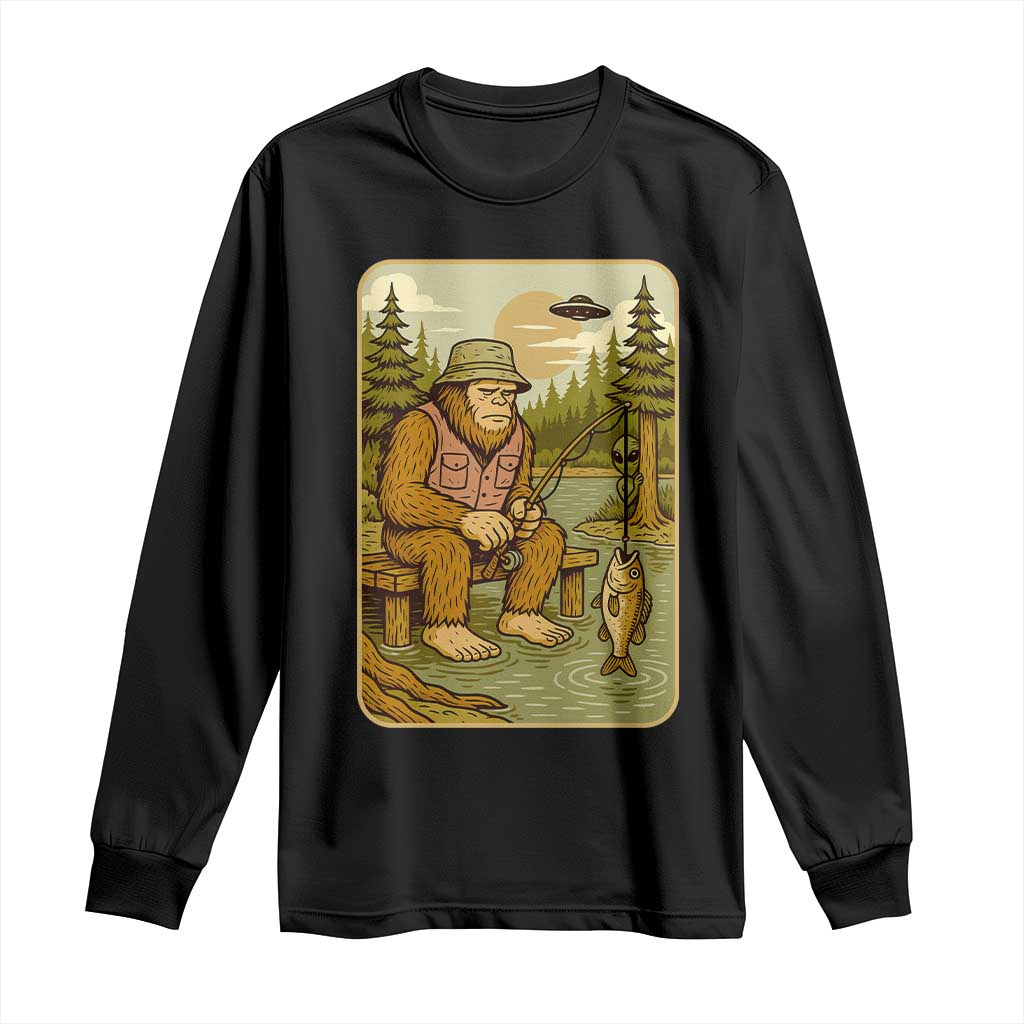 Funny Bigfoot Alien Long Sleeve Shirt Fishing Lover Gift - Wonder Print Shop