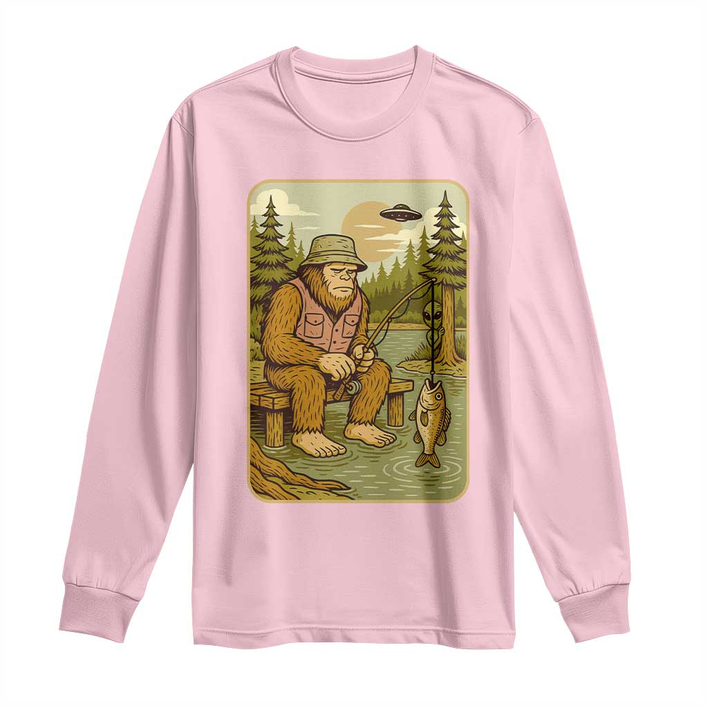 Funny Bigfoot Alien Long Sleeve Shirt Fishing Lover Gift - Wonder Print Shop