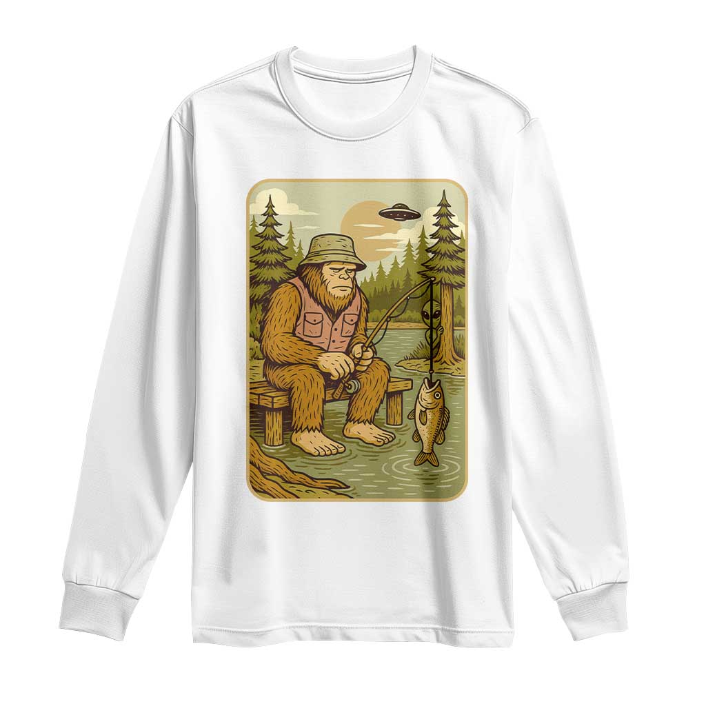 Funny Bigfoot Alien Long Sleeve Shirt Fishing Lover Gift - Wonder Print Shop