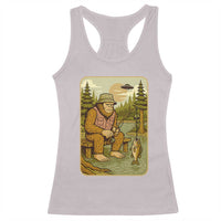 Funny Bigfoot Alien Racerback Tank Top Fishing Lover Gift - Wonder Print Shop