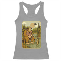 Funny Bigfoot Alien Racerback Tank Top Fishing Lover Gift - Wonder Print Shop