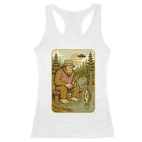 Funny Bigfoot Alien Racerback Tank Top Fishing Lover Gift - Wonder Print Shop