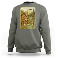 Funny Bigfoot Alien Sweatshirt Fishing Lover Gift - Wonder Print Shop