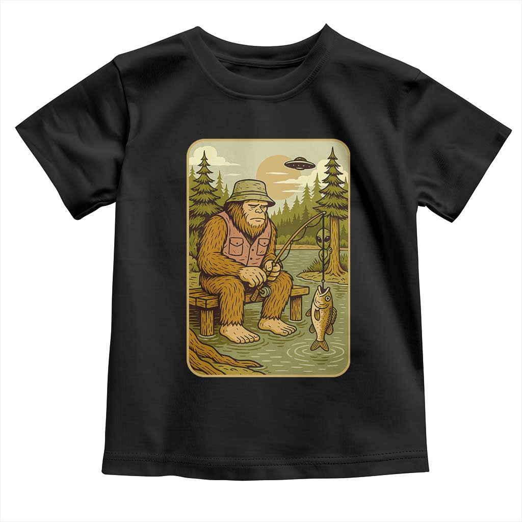 Funny Bigfoot Alien Toddler T Shirt Fishing Lover Gift - Wonder Print Shop