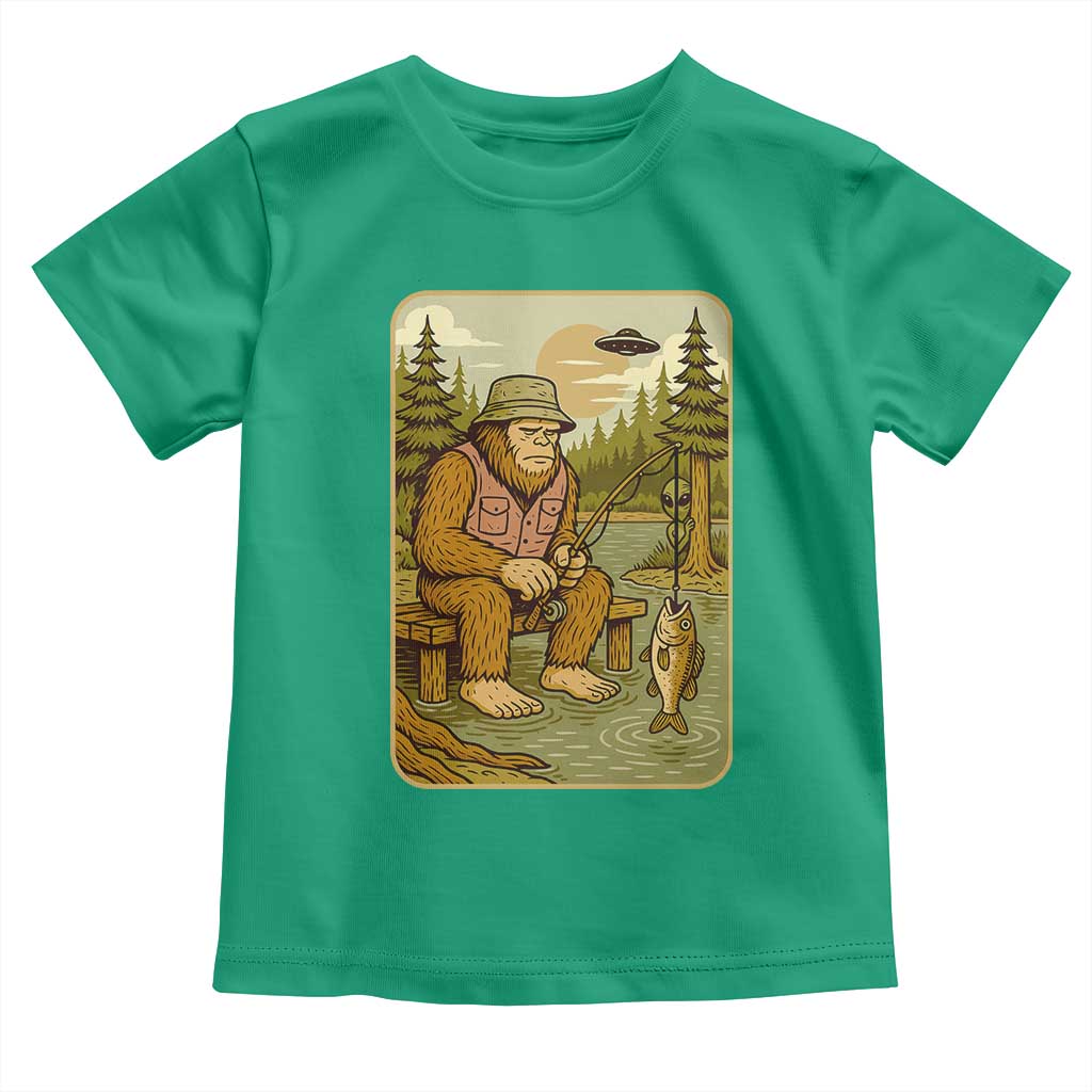 Funny Bigfoot Alien Toddler T Shirt Fishing Lover Gift - Wonder Print Shop