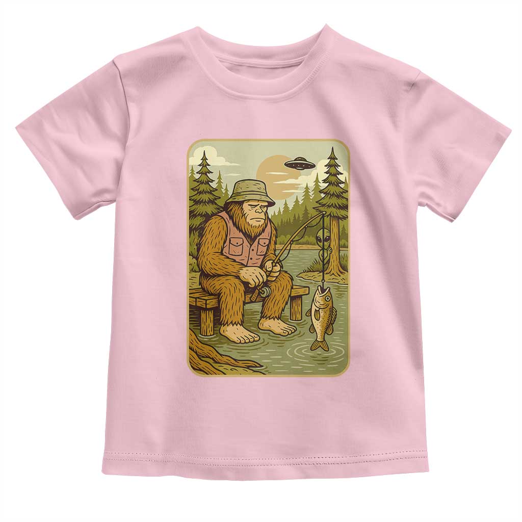 Funny Bigfoot Alien Toddler T Shirt Fishing Lover Gift - Wonder Print Shop