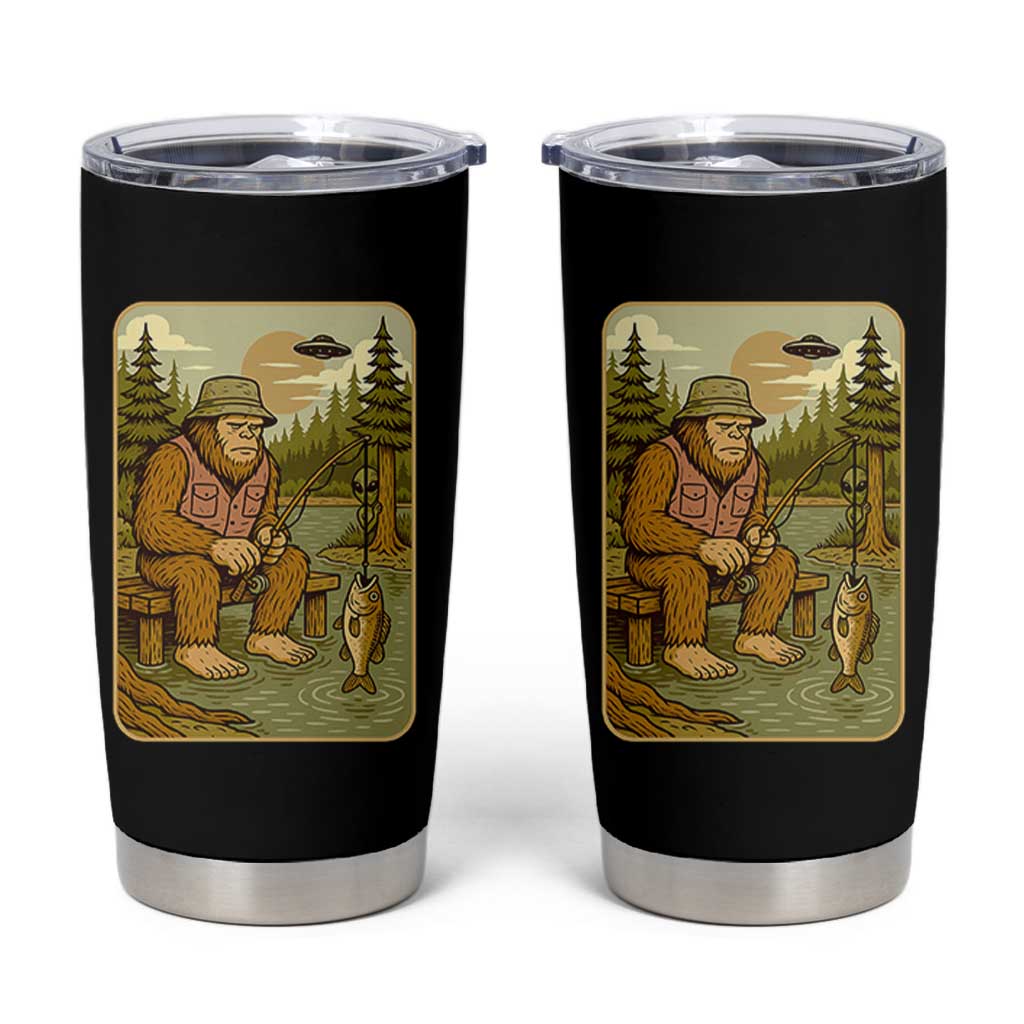 Funny Bigfoot Alien Tumbler Cup Fishing Lover Gift