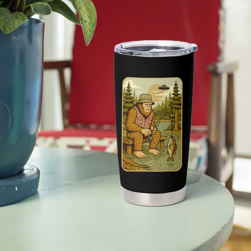 Funny Bigfoot Alien Tumbler Cup Fishing Lover Gift