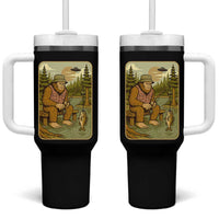 Funny Bigfoot Alien Tumbler With Handle Fishing Lover Gift