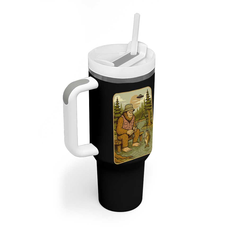 Funny Bigfoot Alien Tumbler With Handle Fishing Lover Gift