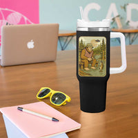 Funny Bigfoot Alien Tumbler With Handle Fishing Lover Gift