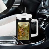 Funny Bigfoot Alien Tumbler With Handle Fishing Lover Gift