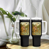 Funny Bigfoot Alien Tumbler With Handle Fishing Lover Gift