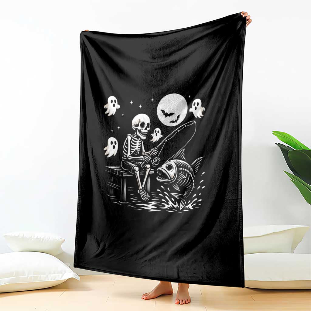 Halloween Skeleton Fishing Throw Blanket Funny Fisherman Gift - Wonder Print Shop