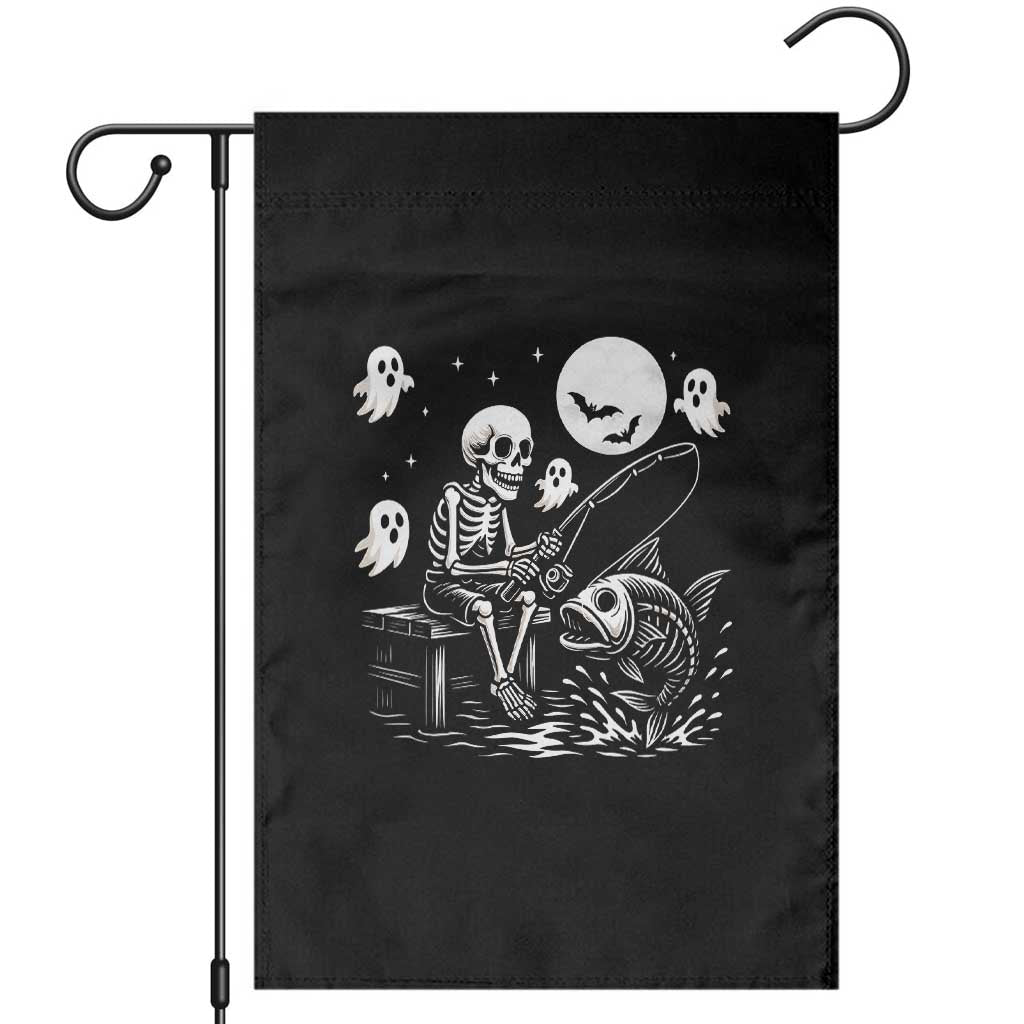 Halloween Skeleton Fishing Garden Flag Funny Fisherman Gift - Wonder Print Shop