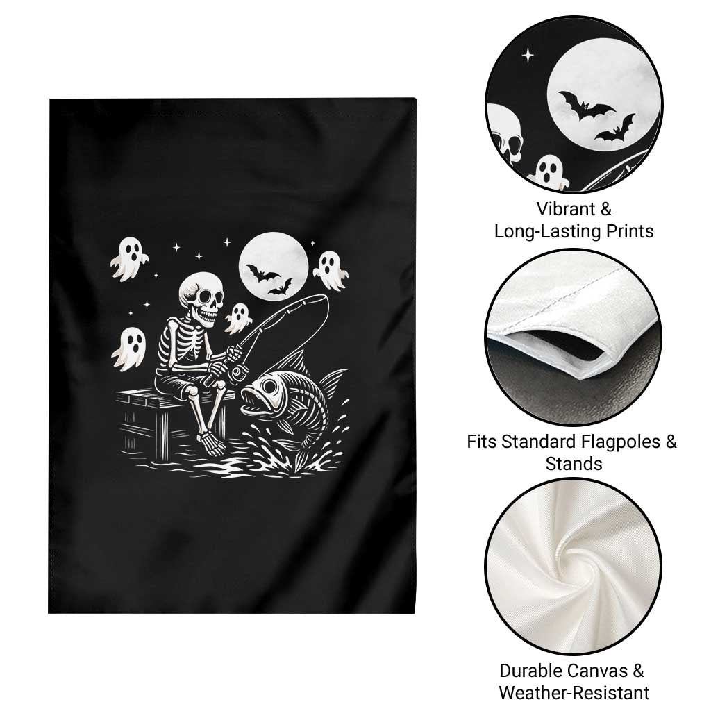 Halloween Skeleton Fishing Garden Flag Funny Fisherman Gift - Wonder Print Shop