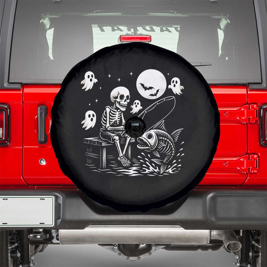Halloween Skeleton Fishing Spare Tire Cover Funny Fisherman Gift - Wonder Print Shop