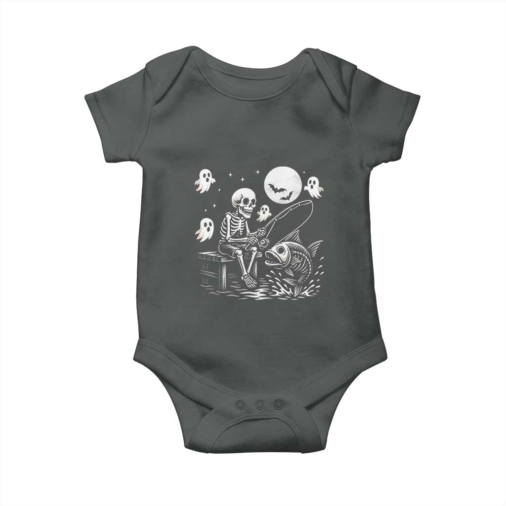 Halloween Skeleton Fishing Baby Onesie Funny Fisherman Gift - Wonder Print Shop