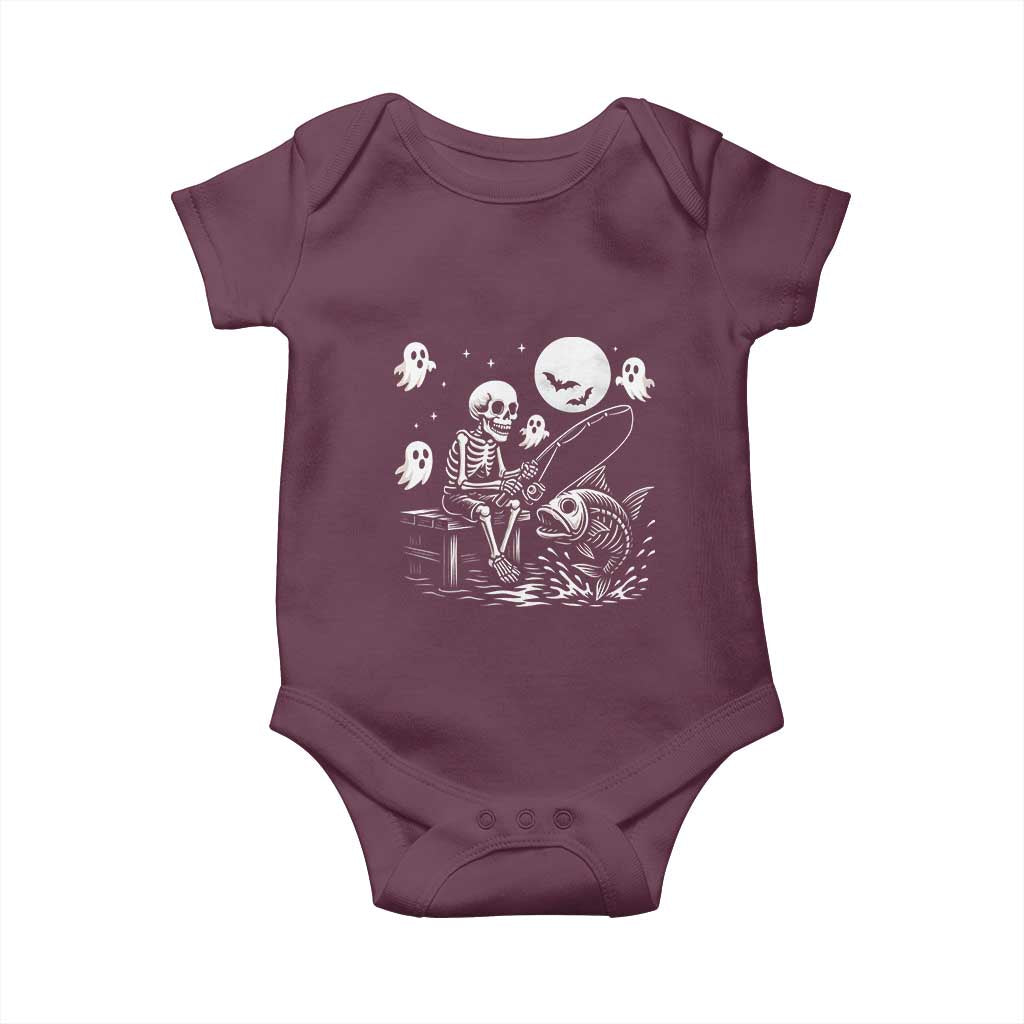 Halloween Skeleton Fishing Baby Onesie Funny Fisherman Gift - Wonder Print Shop