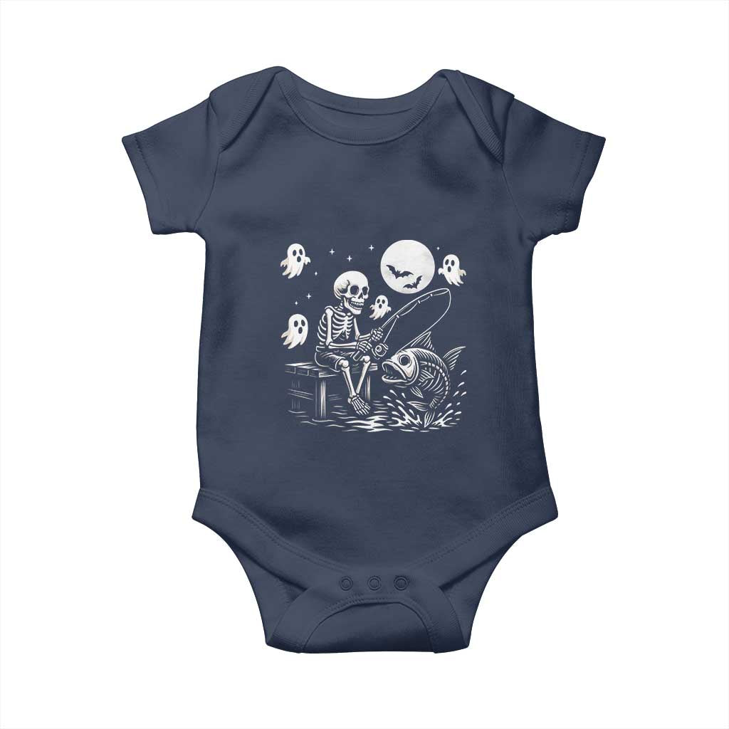 Halloween Skeleton Fishing Baby Onesie Funny Fisherman Gift - Wonder Print Shop