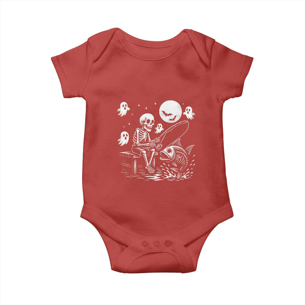 Halloween Skeleton Fishing Baby Onesie Funny Fisherman Gift - Wonder Print Shop