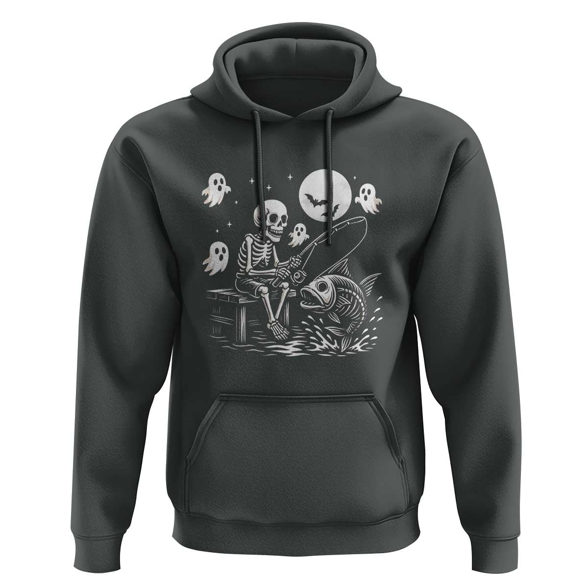 Halloween Skeleton Fishing Hoodie Funny Fisherman Gift - Wonder Print Shop