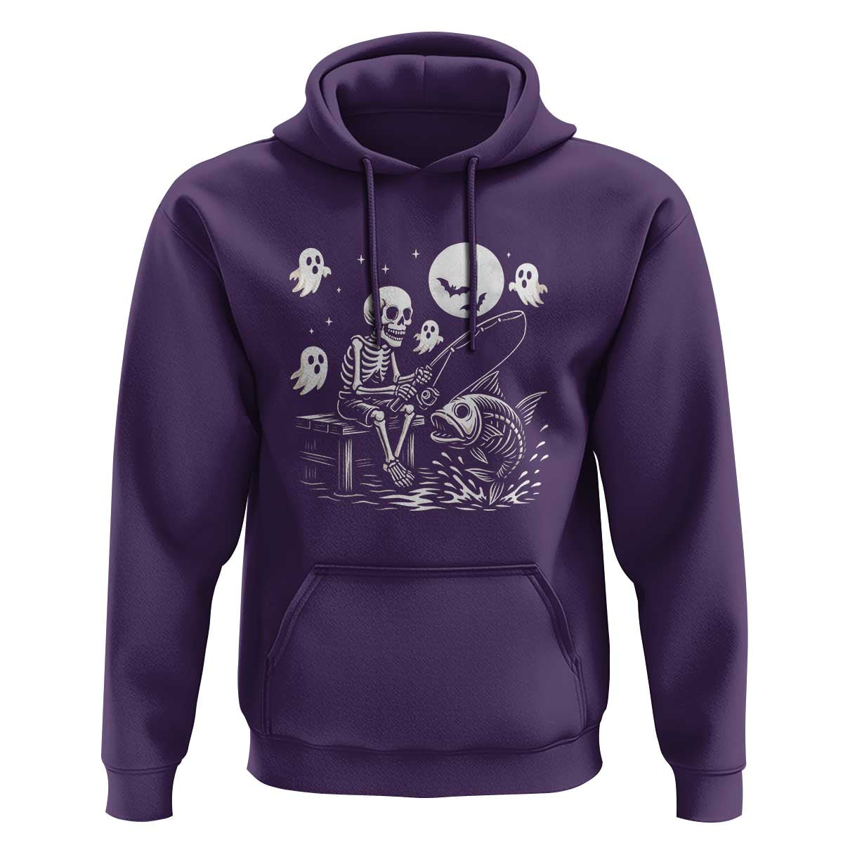 Halloween Skeleton Fishing Hoodie Funny Fisherman Gift - Wonder Print Shop