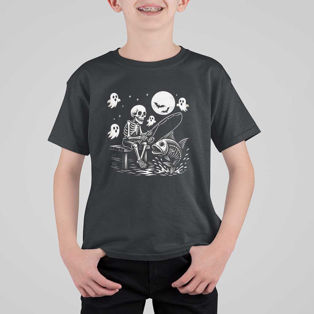 Halloween Skeleton Fishing T Shirt For Kid Funny Fisherman Gift - Wonder Print Shop