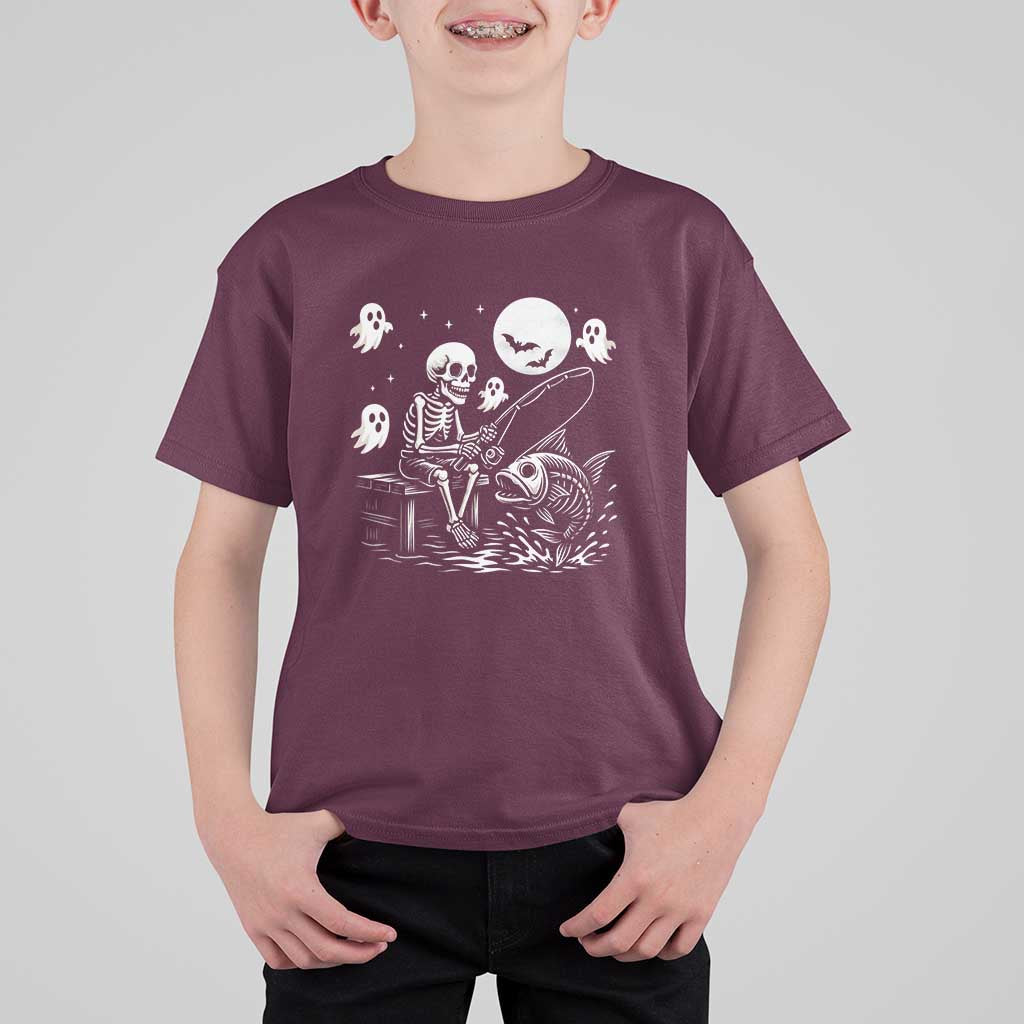Halloween Skeleton Fishing T Shirt For Kid Funny Fisherman Gift - Wonder Print Shop