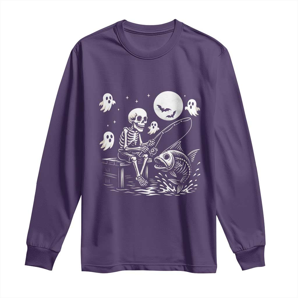 Halloween Skeleton Fishing Long Sleeve Shirt Funny Fisherman Gift - Wonder Print Shop