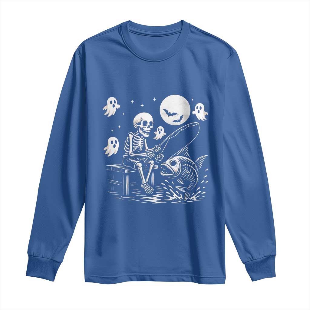 Halloween Skeleton Fishing Long Sleeve Shirt Funny Fisherman Gift - Wonder Print Shop