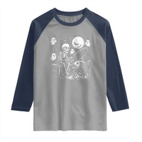 Halloween Skeleton Fishing Raglan Shirt Funny Fisherman Gift - Wonder Print Shop