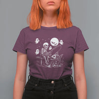Halloween Skeleton Fishing T Shirt For Women Funny Fisherman Gift - Wonder Print Shop