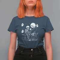 Halloween Skeleton Fishing T Shirt For Women Funny Fisherman Gift - Wonder Print Shop