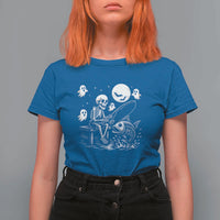Halloween Skeleton Fishing T Shirt For Women Funny Fisherman Gift - Wonder Print Shop