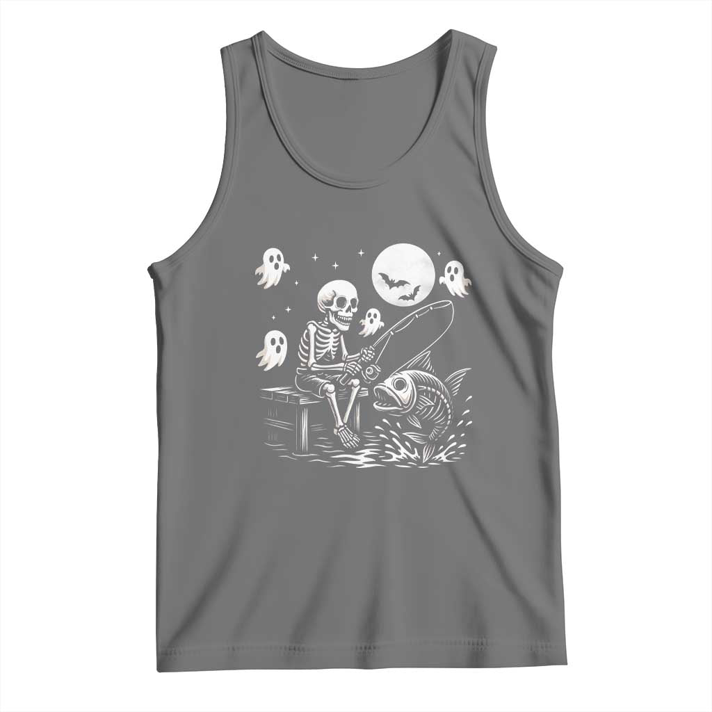 Halloween Skeleton Fishing Tank Top Funny Fisherman Gift - Wonder Print Shop