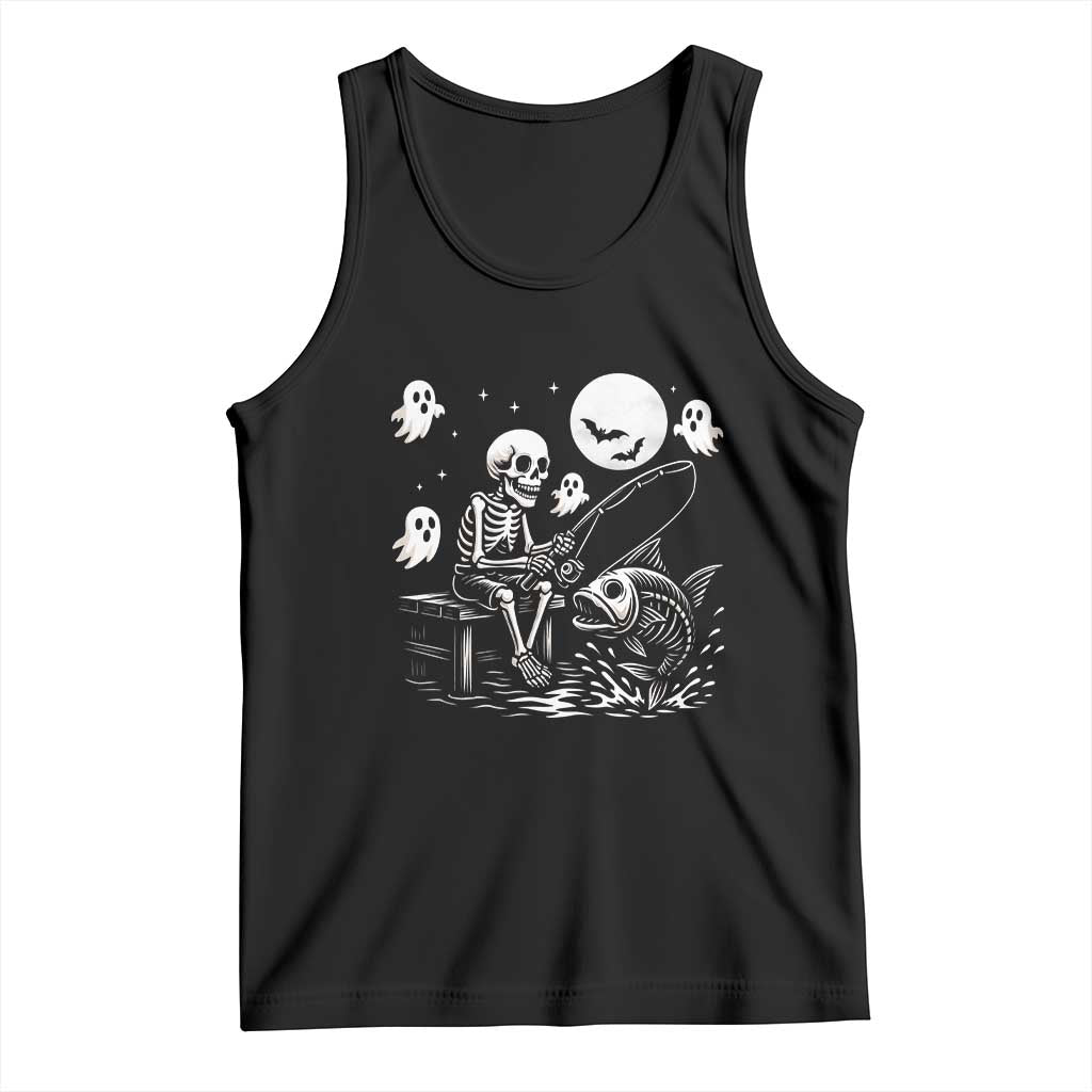 Halloween Skeleton Fishing Tank Top Funny Fisherman Gift - Wonder Print Shop