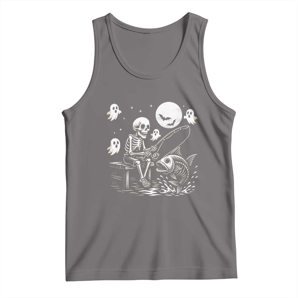 Halloween Skeleton Fishing Tank Top Funny Fisherman Gift - Wonder Print Shop