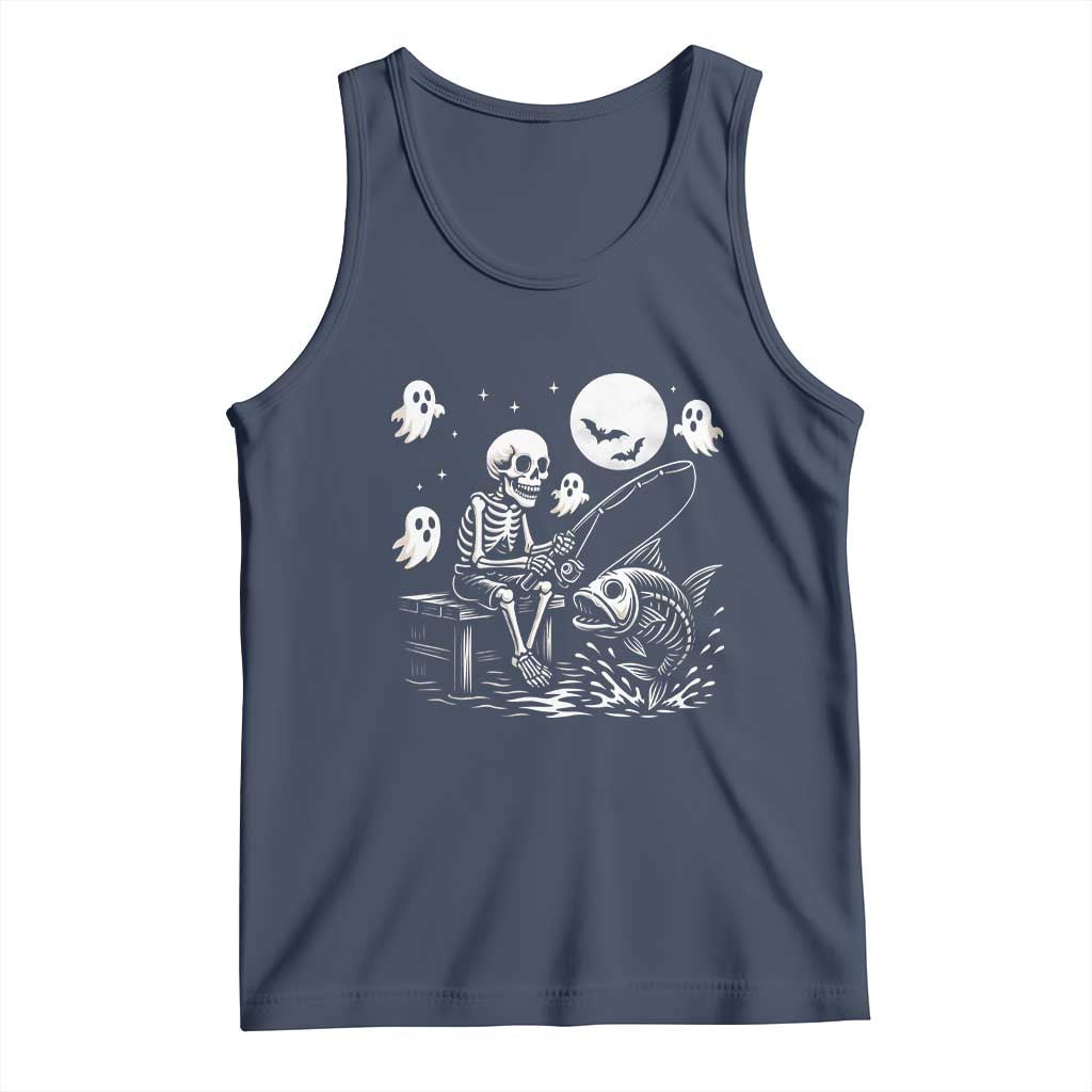 Halloween Skeleton Fishing Tank Top Funny Fisherman Gift - Wonder Print Shop