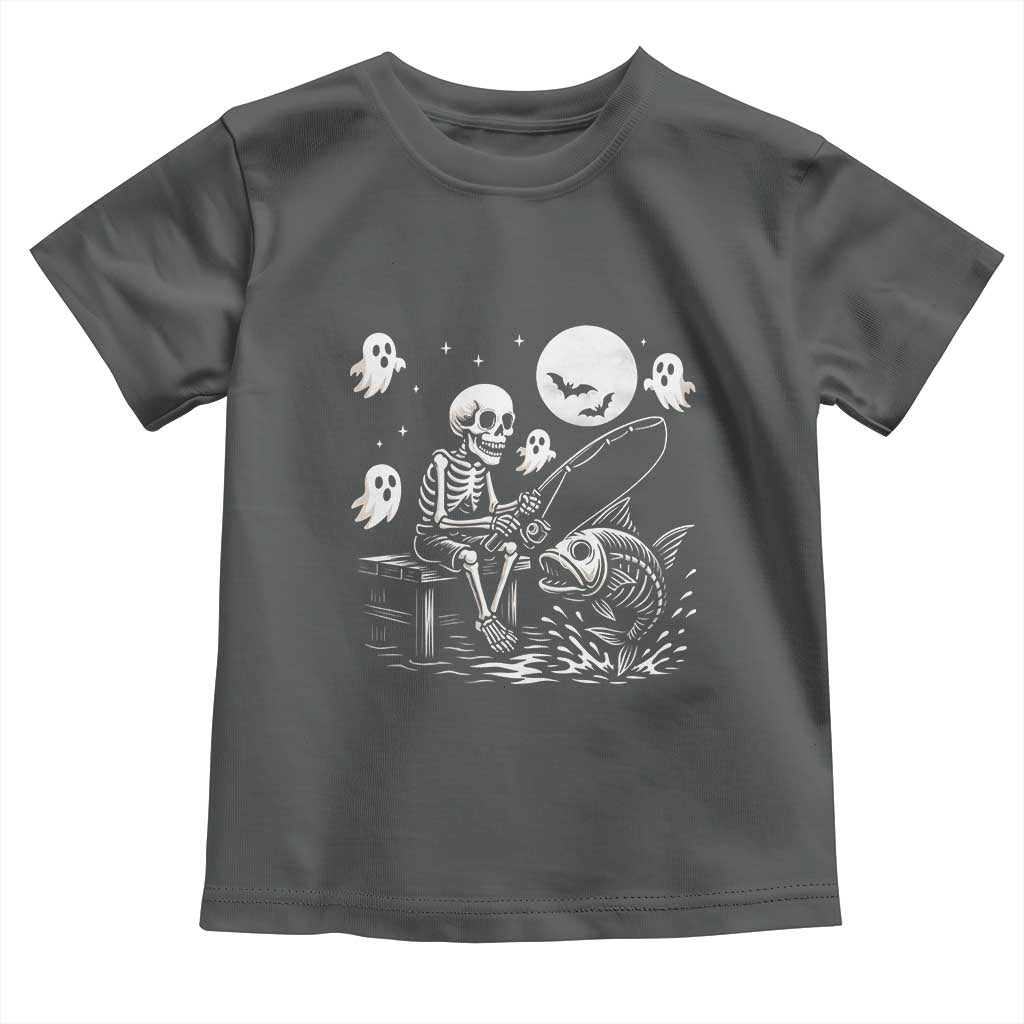 Halloween Skeleton Fishing Toddler T Shirt Funny Fisherman Gift - Wonder Print Shop